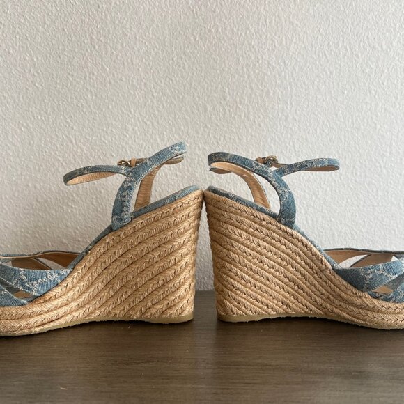 GUCCI Denim GG Espadrille Wedge Sandals – Style 291098 - Picture 6 of 12